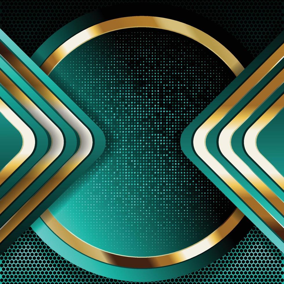 Vector color abstract geometric banner with gold shapes.