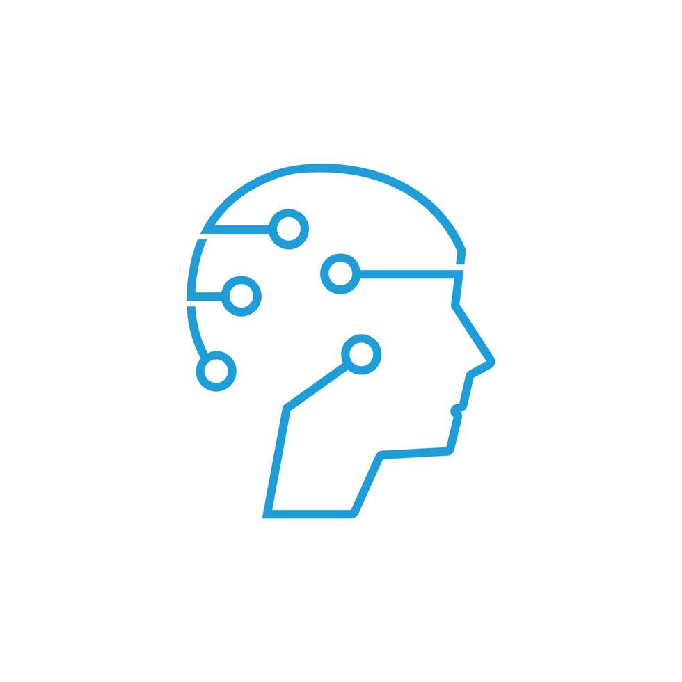 Human brain mind head with artificial intelligence robot head concept vector