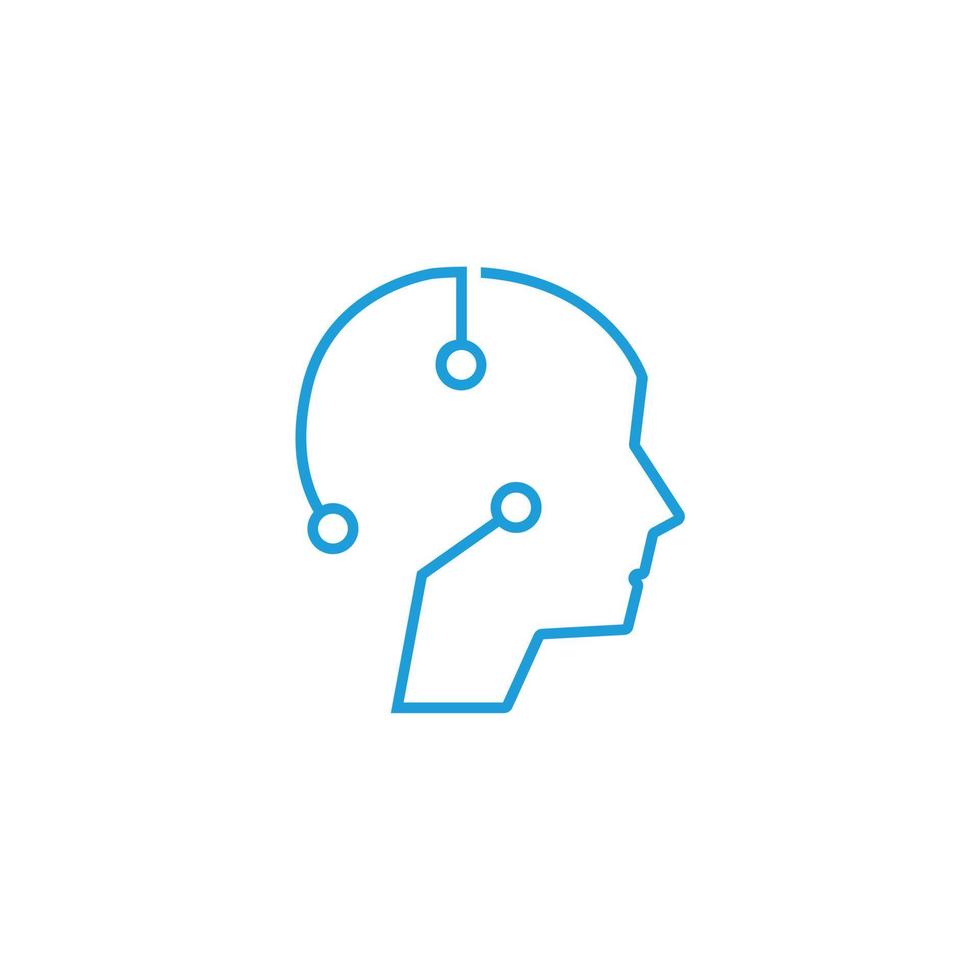 Human brain mind head with artificial intelligence robot head concept vector