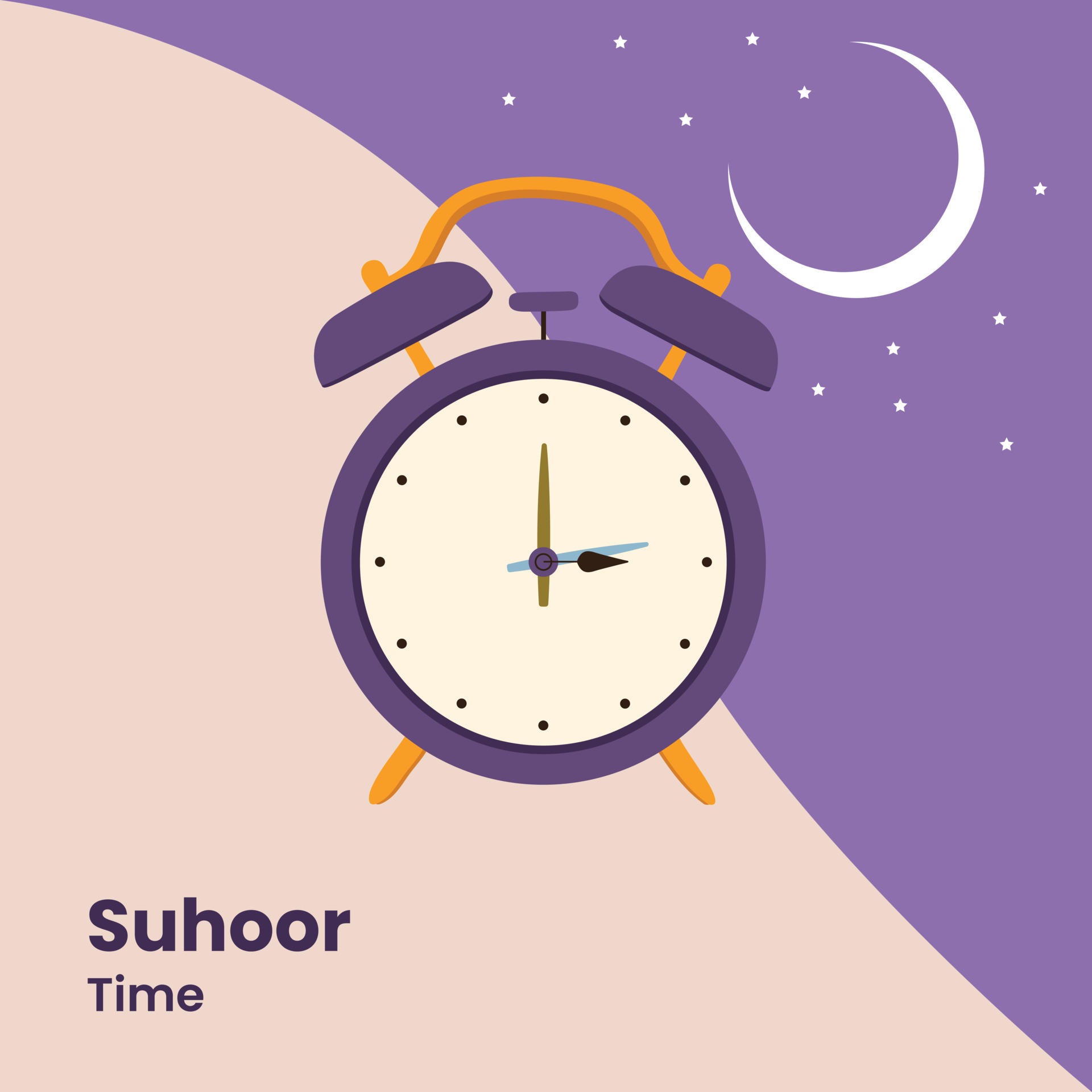 A clock shows 03.00 am for sahur time. Suhoor Time, Pre Dawn Meal Call