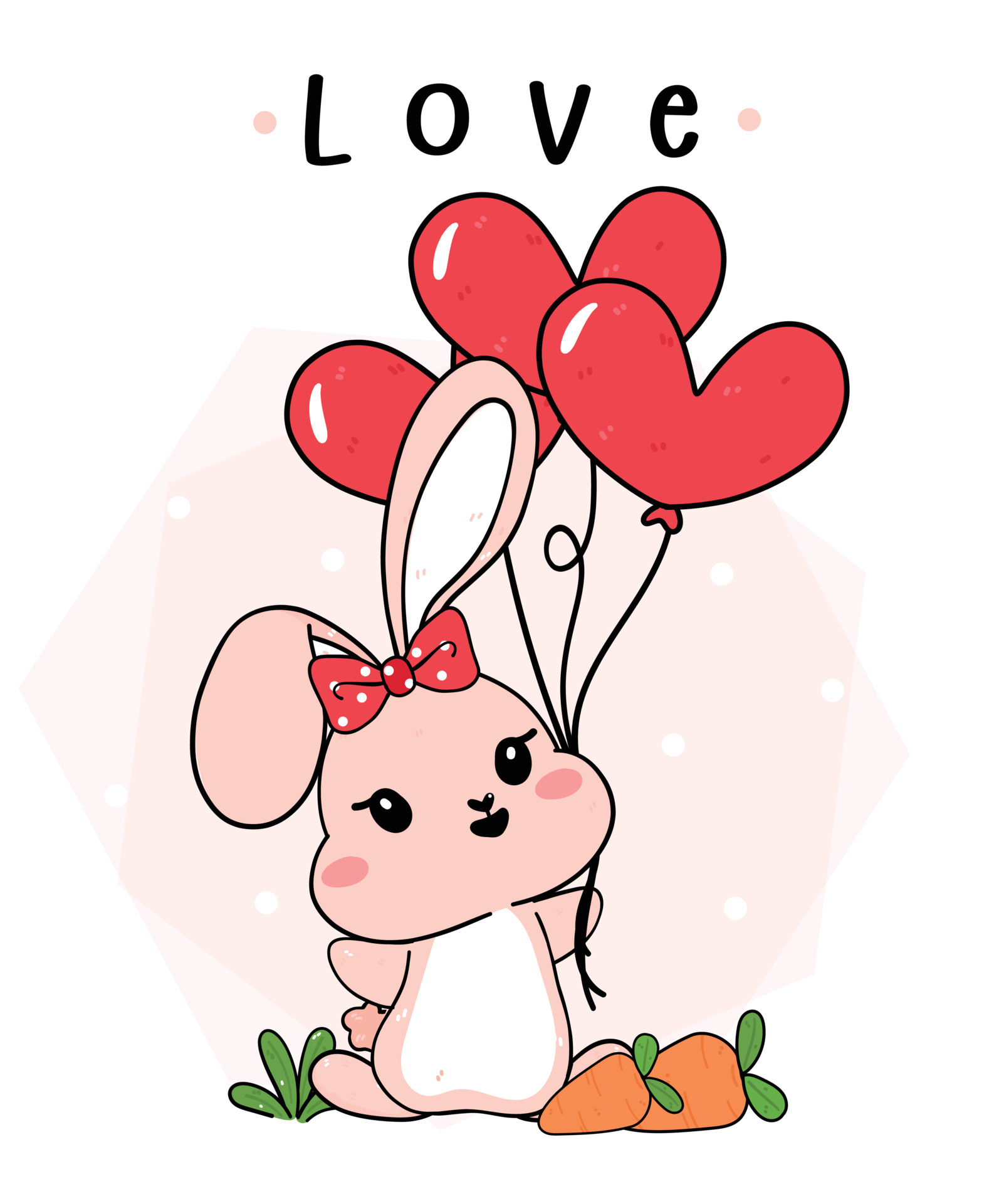cute baby bunny rabbit pink with heart shape balloons , cartoon drawing outline, love 5913085 Vector Art at Vecteezy cute baby bunny rabbit pink with heart shape balloons , cartoon drawing outline, love 5913085 Vector Art at Vecteezy