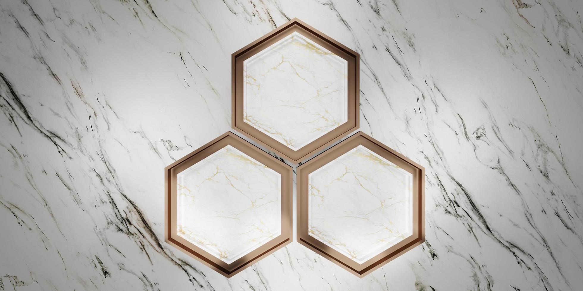 marble hexagon frame Background for placing text and products 3D illustration photo