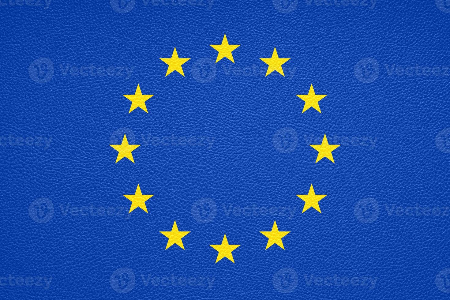 flag of Europe or European Union or EU with leather texture photo