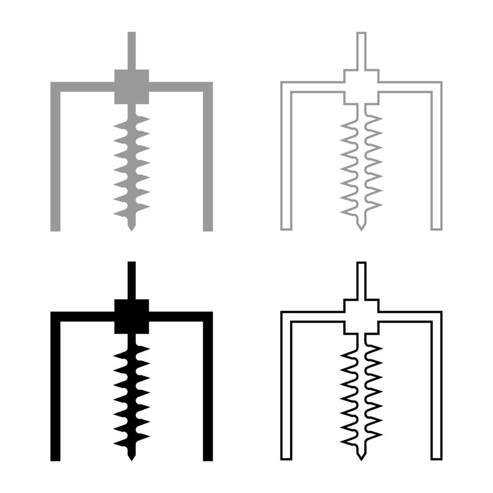 perforación de la plataforma de perforación para la industria de la mina de tierra concepto de perforación geológica conjunto de contorno de icono de barrena ilustración de vector de color gris negro imagen de estilo plano