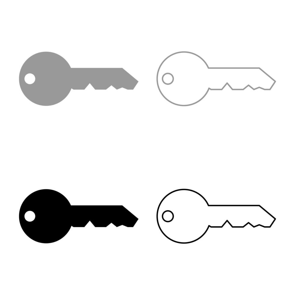 llave tipo clásico inglés para el concepto de cerradura de puerta conjunto de contorno de icono privado color gris negro ilustración vectorial imagen de estilo plano vector