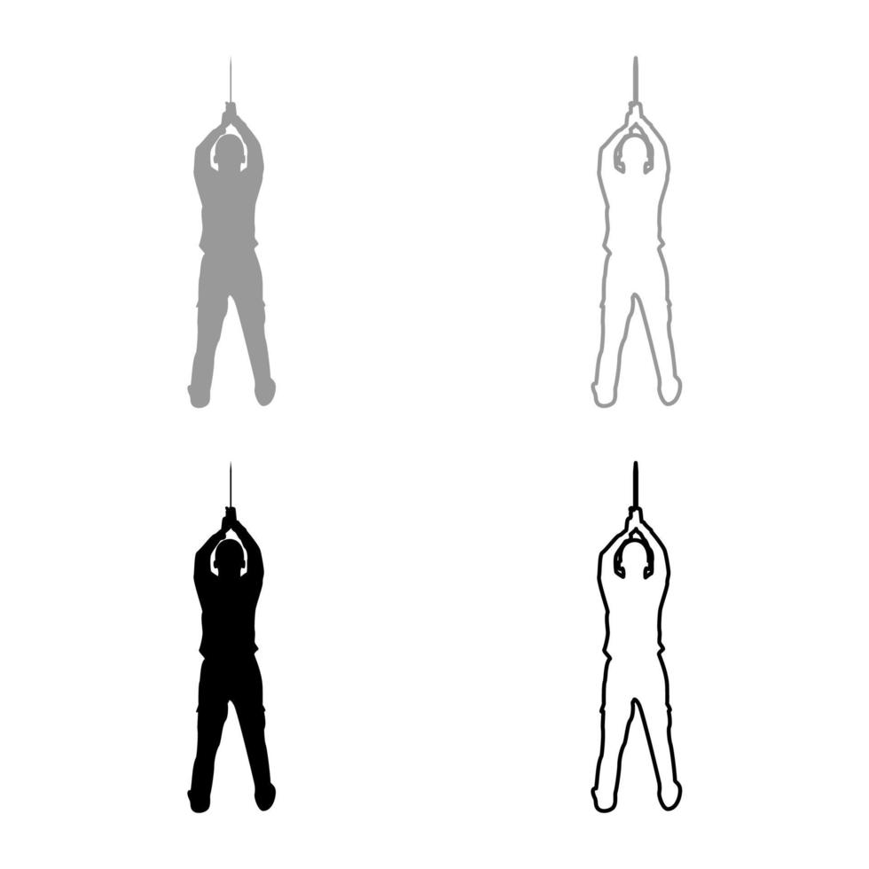 Man with sword machete from above Cold weapons in hand military man Soldier Serviceman in positions Hunter with knife Fight poses Strong defender Warrior concept Weaponry Stand silhouette grey black vector