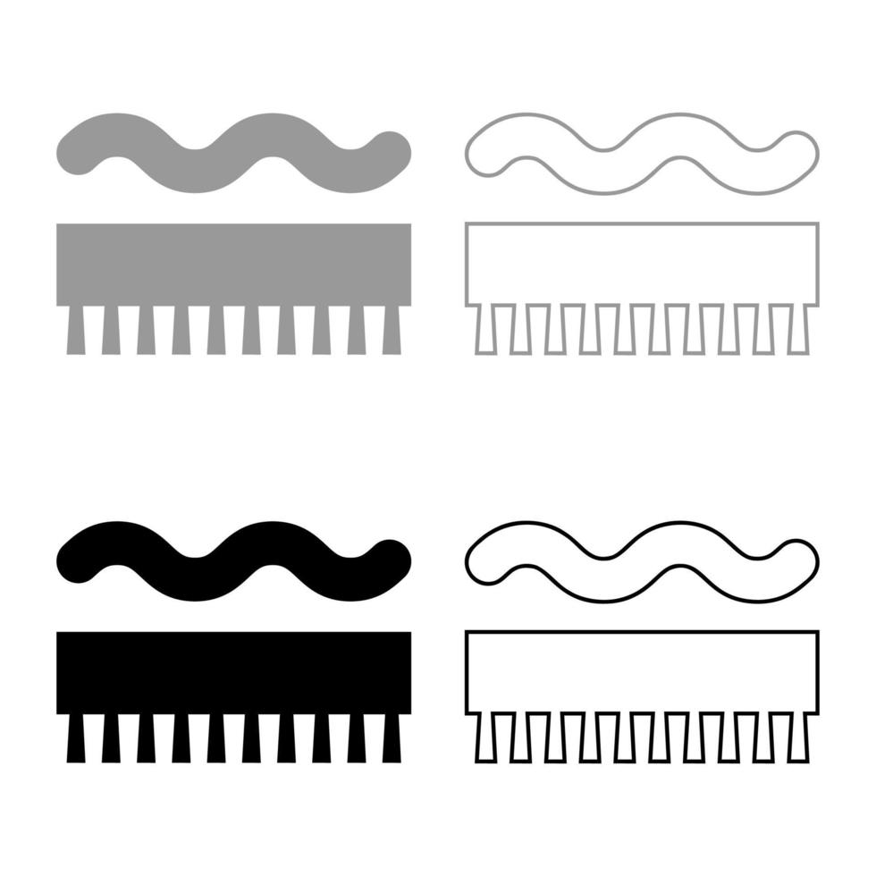 resistente a la abrasión para la designación de cepillado de escoba en el conjunto de contorno de icono de símbolo de papel tapiz color gris negro ilustración vectorial imagen de estilo plano vector