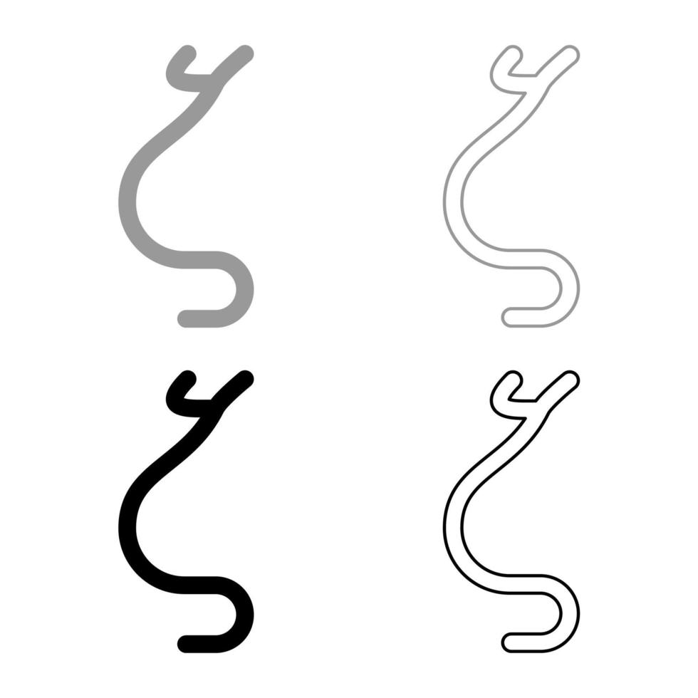 Zeta greek symbol small letter lowercase font icon outline set black grey color vector illustration flat style image