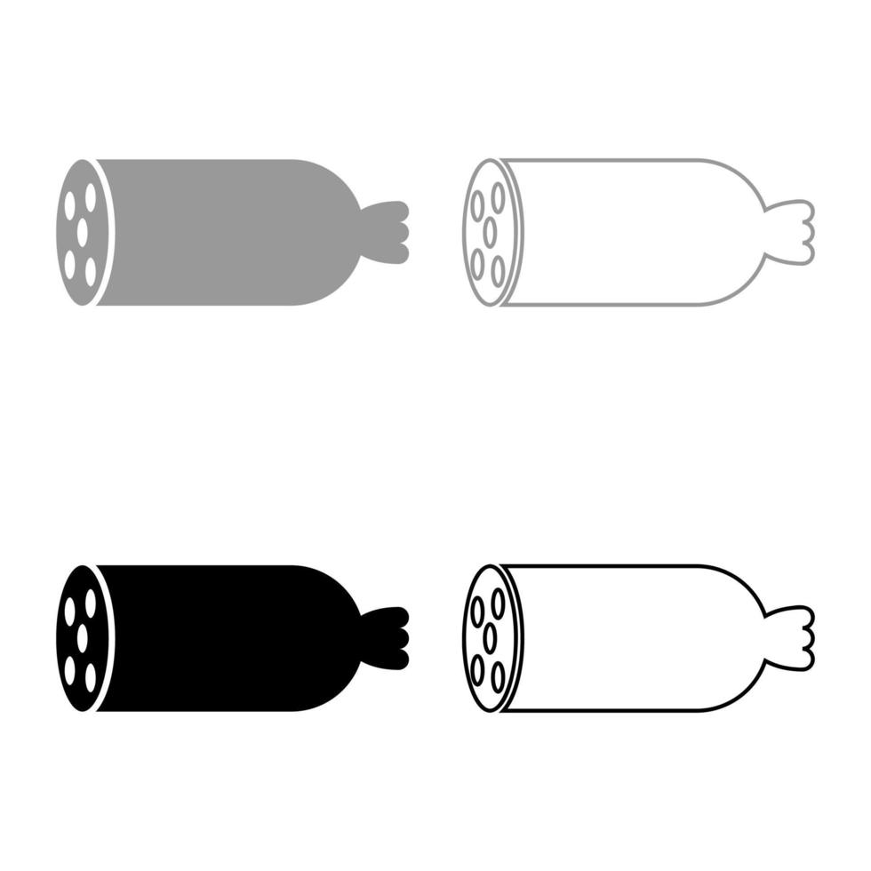 Boiled sausage Butcher product concept icon outline set black grey color vector illustration flat style image