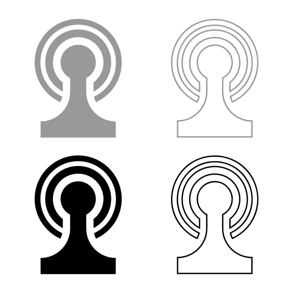 dispositivo inalámbrico de radiodifusión icono de onda de radio conjunto de contorno color gris negro ilustración vectorial imagen de estilo plano vector