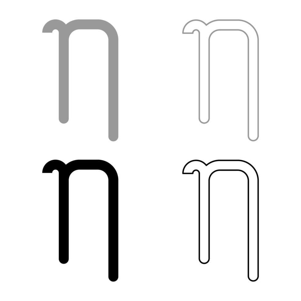 eta símbolo griego letra minúscula icono de fuente contorno conjunto negro gris color vector ilustración estilo plano imagen