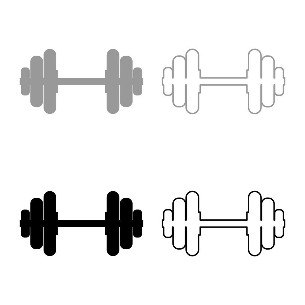 Dumbell Dumbbell disc weight training equipment set icon grey black color vector illustration image flat style solid fill outline contour line thin