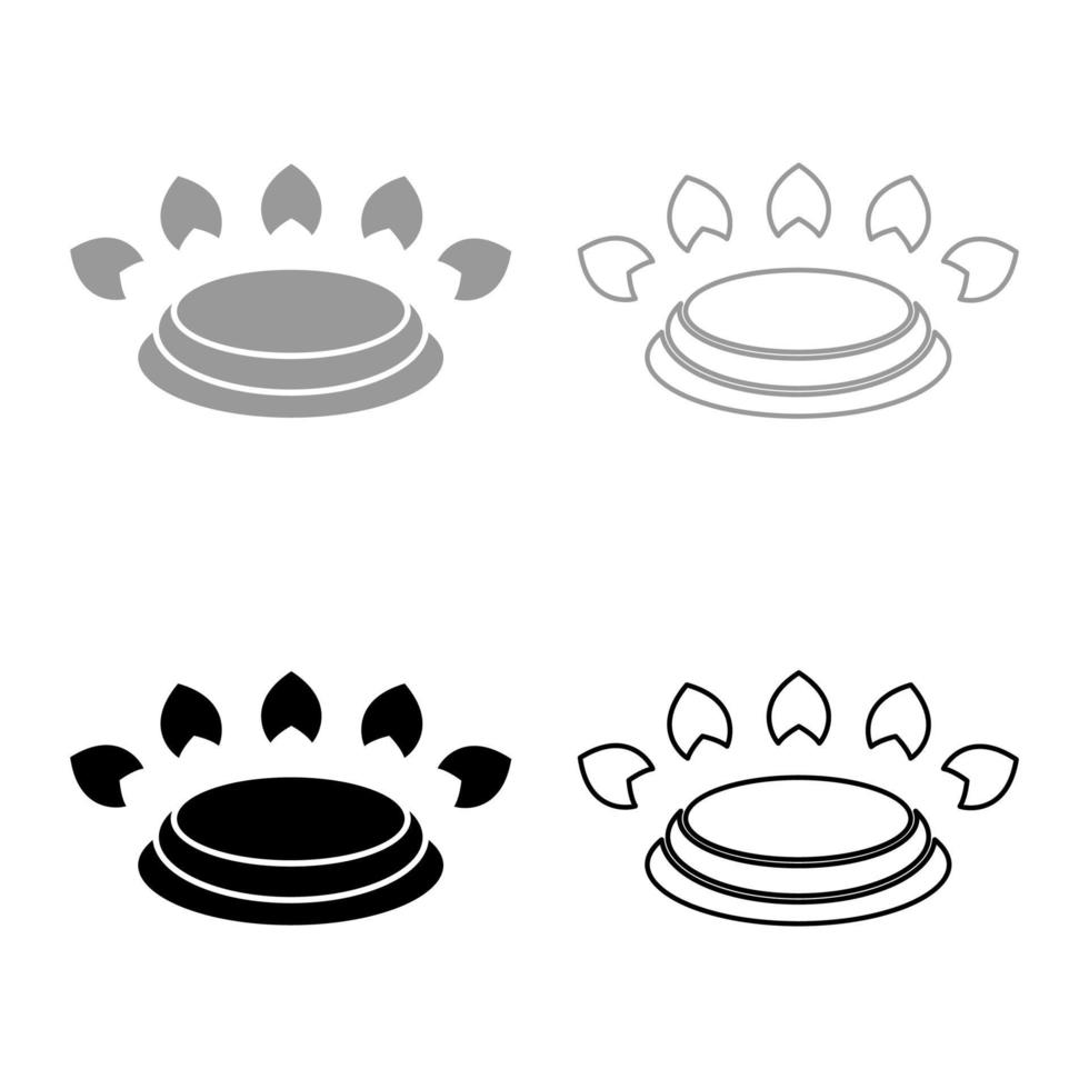 quemador de gas estufa símbolo tipo superficies de cocina signo utensilio destino panel icono contorno conjunto negro gris color vector ilustración estilo plano imagen