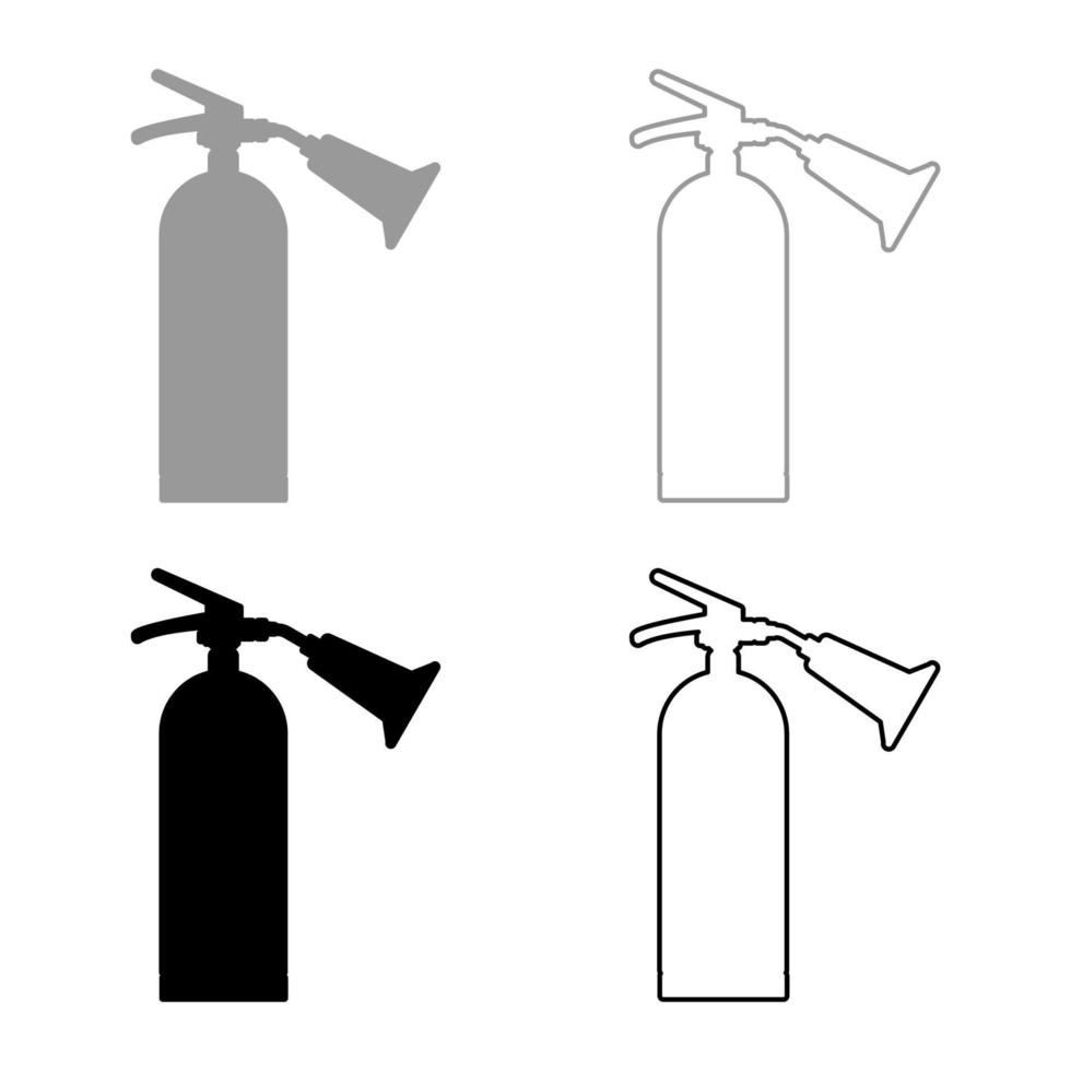 Fire extinguisher set icon grey black color vector illustration image flat style solid fill outline contour line thin