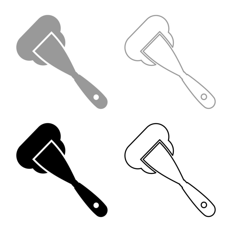 Construction spatula spreading mortar Working tools Manufacturing equipment Plasterer Stucco putty icon outline set black grey color vector illustration flat style image