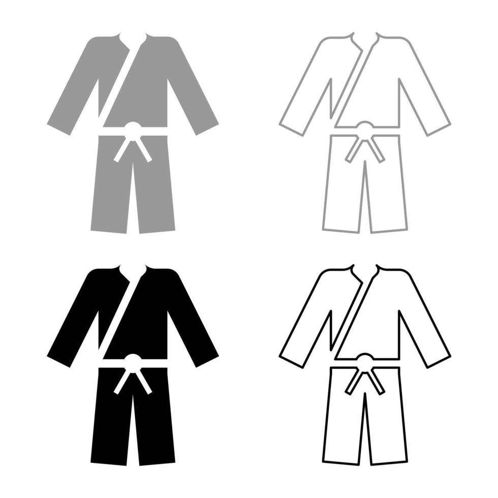 kimono deportivo ropa japonesa conjunto icono gris negro color vector ilustración estilo plano imagen