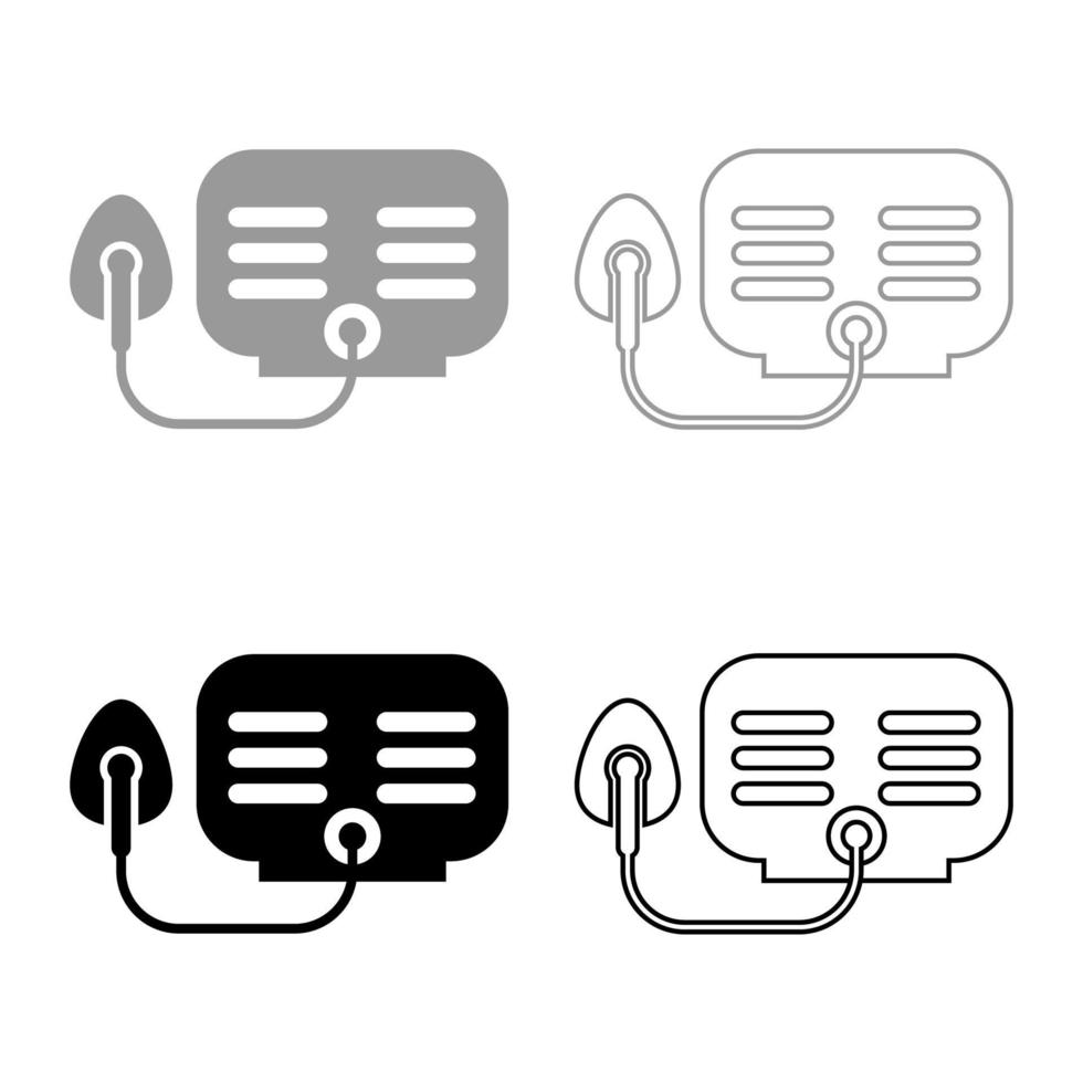 Inhaler Nebulizer Medical aerosol equipment set icon grey black color vector illustration flat style image