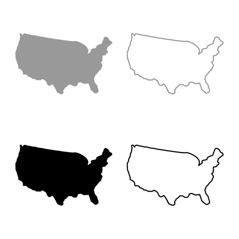 mapa de américa unido declaró estados unidos conjunto icono gris negro color vector ilustración imagen estilo plano sólido relleno contorno contorno línea delgado