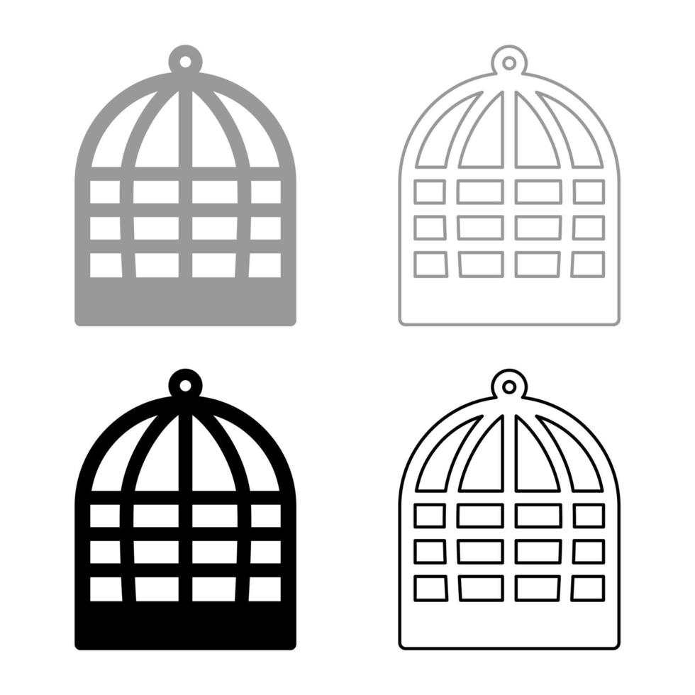 jaula para pájaro silueta vintage cautiverio concepto conjunto icono gris negro color vector ilustración imagen estilo plano sólido relleno contorno contorno línea delgado