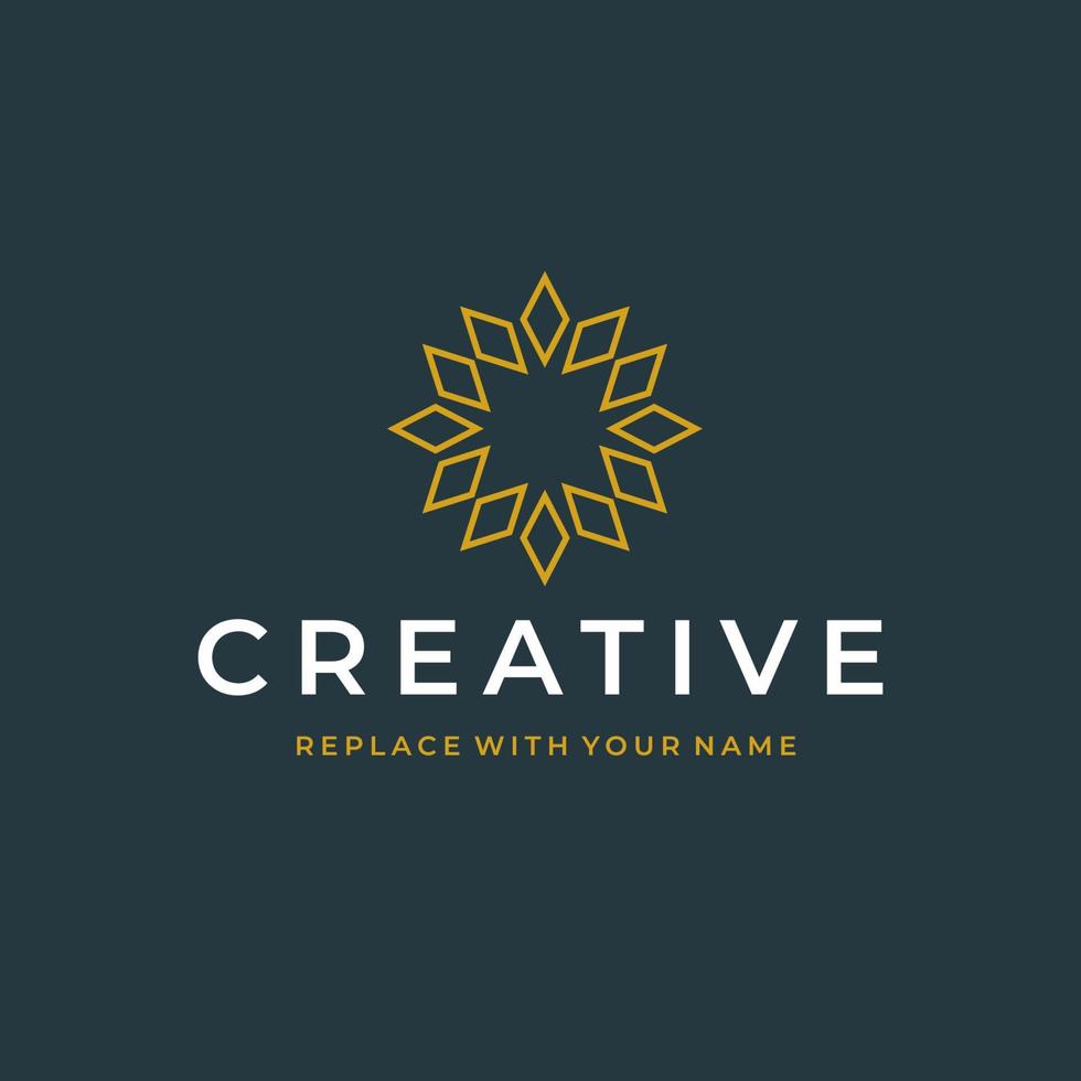 Abstract flower logo in a symmetrical style vector