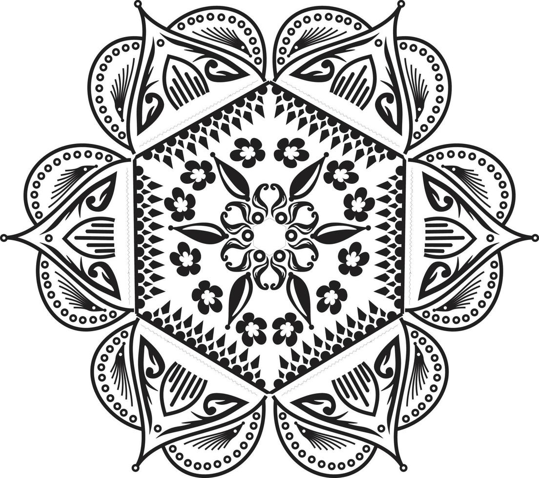 diseño decorativo de mandala en blanco y negro vector
