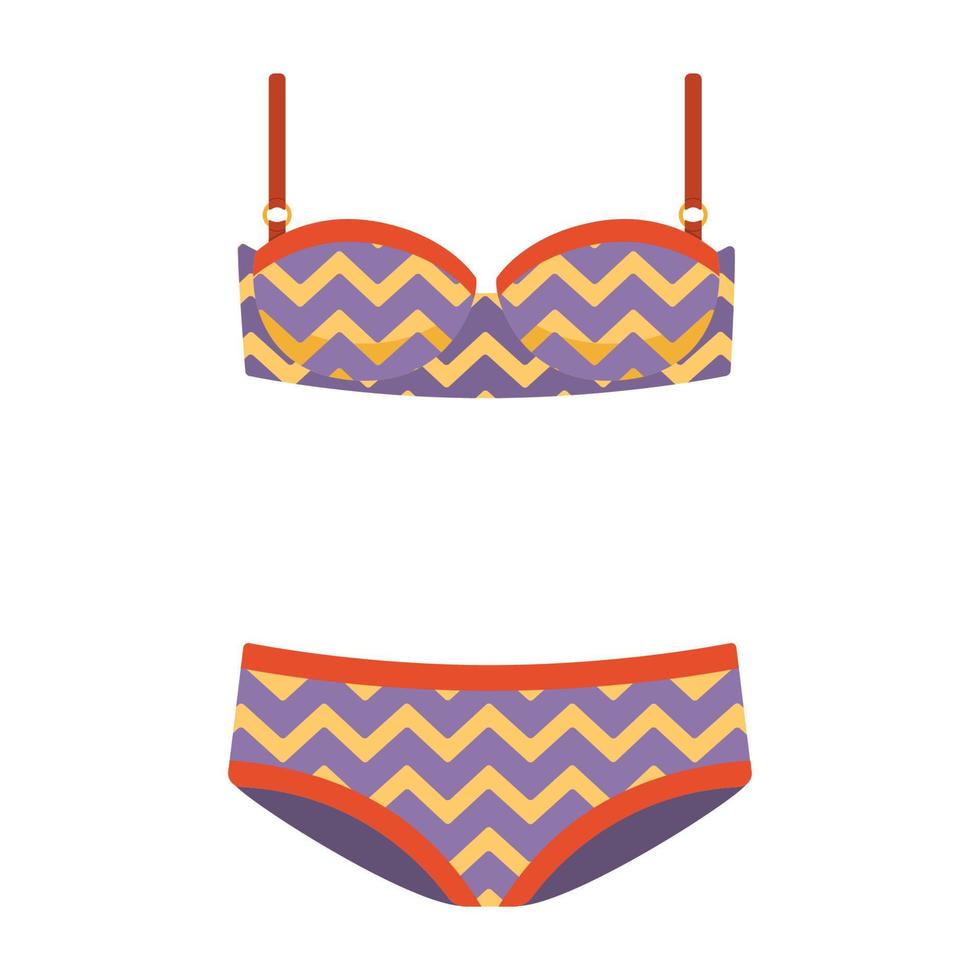 Modern swimsuit with a bright multicolor pattern. vector