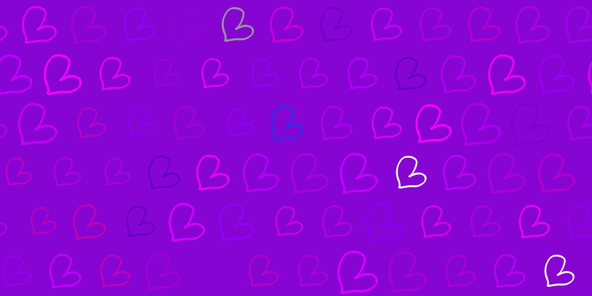 Light Purple vector pattern with colorful hearts.