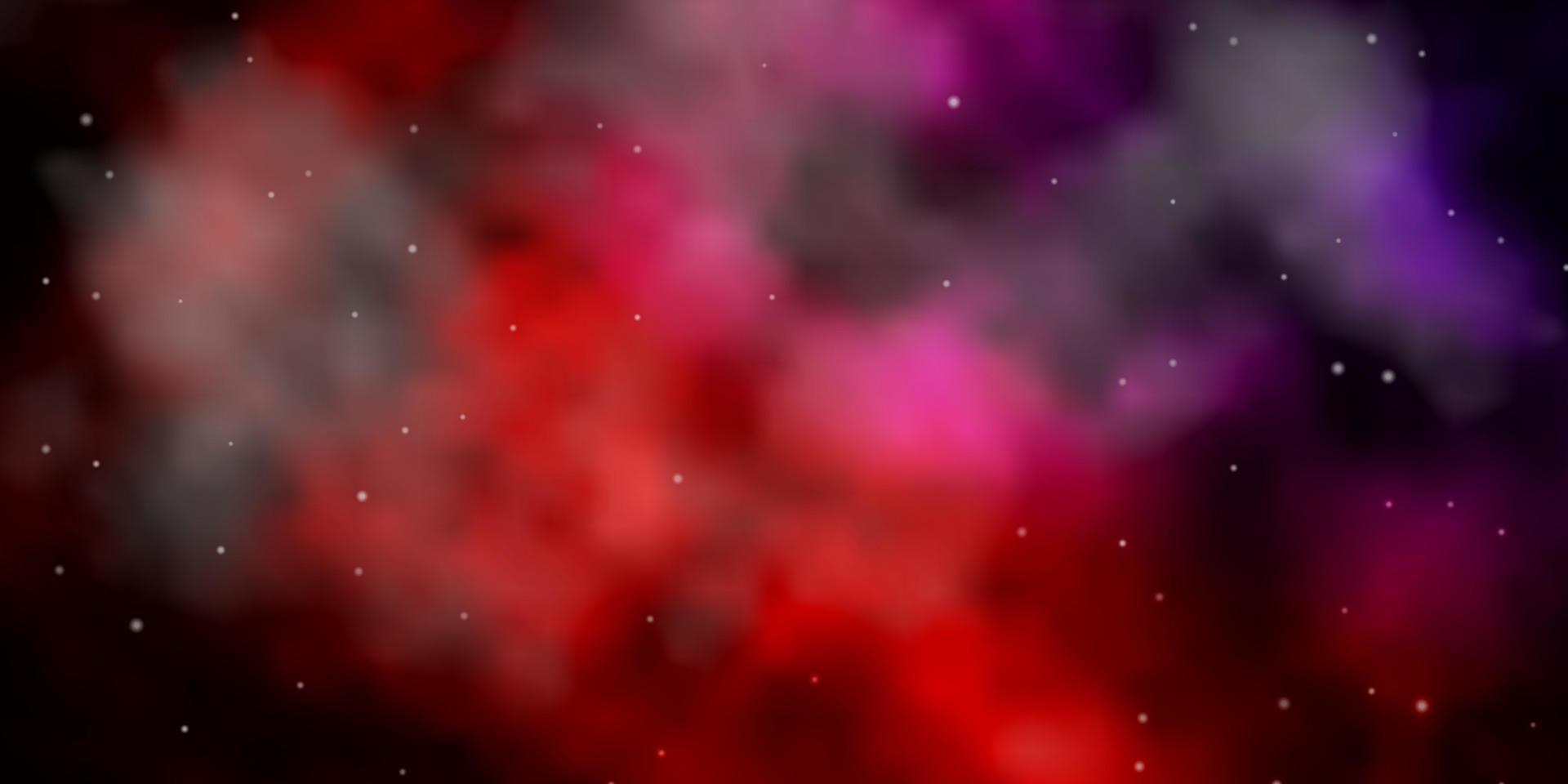 Dark Pink, Red vector background with small and big stars.
