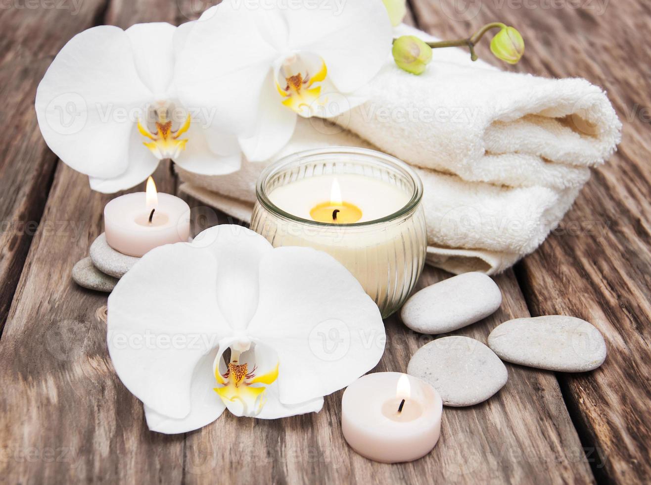 Spa products with orchids photo