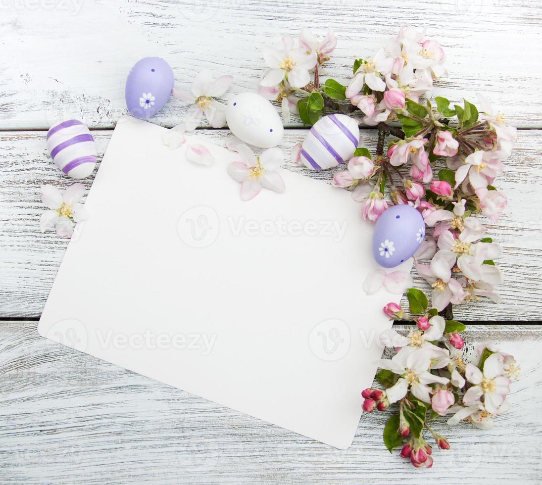 Easter eggs and greeting card photo