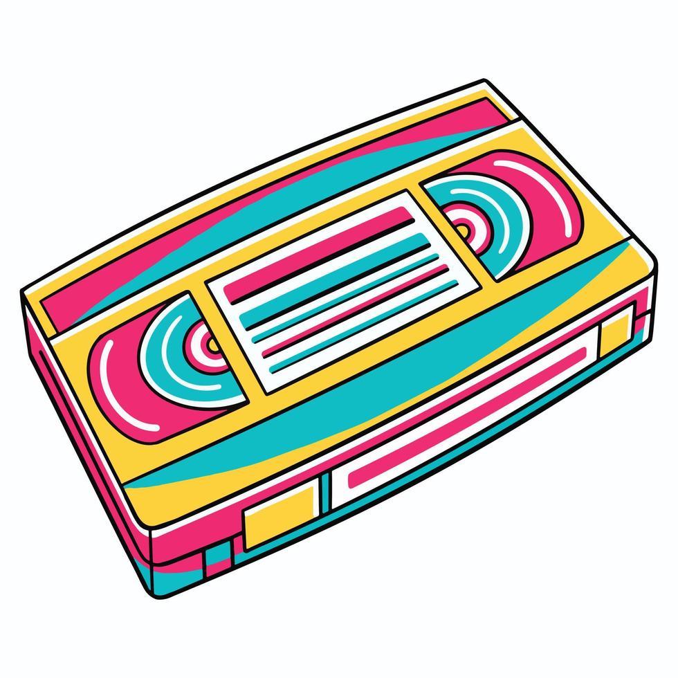 Video Cassette Tape in Flat Design Style vector