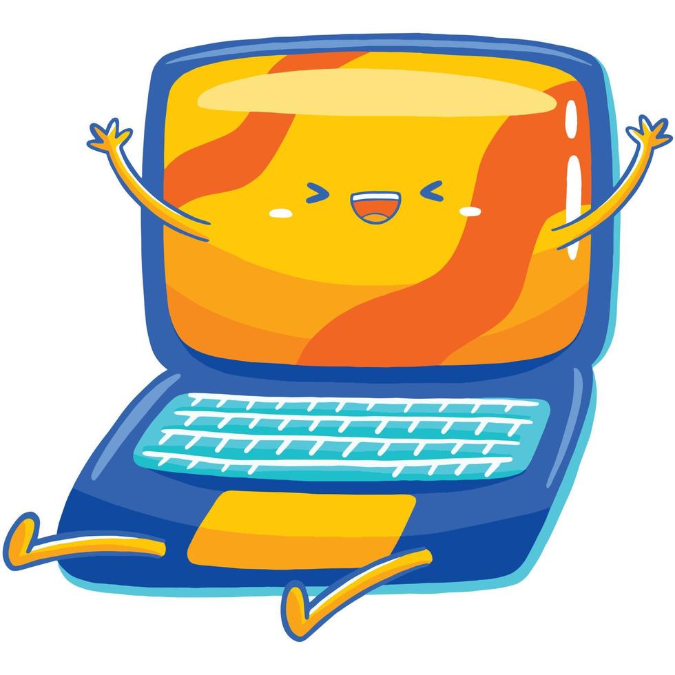 LAPTOP mascot in flat cartoon style vector