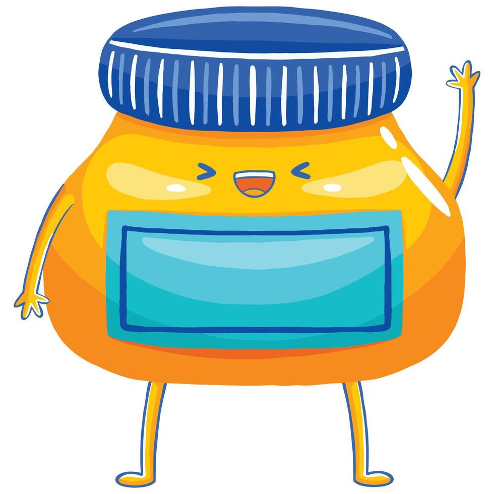 INK BOTTLE mascot in flat cartoon style vector