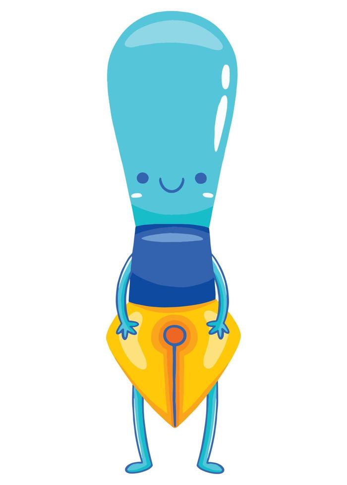 mascota de pluma en estilo de dibujos animados plana vector
