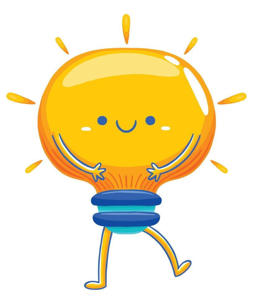 LIGHT BULB mascot in flat cartoon style vector