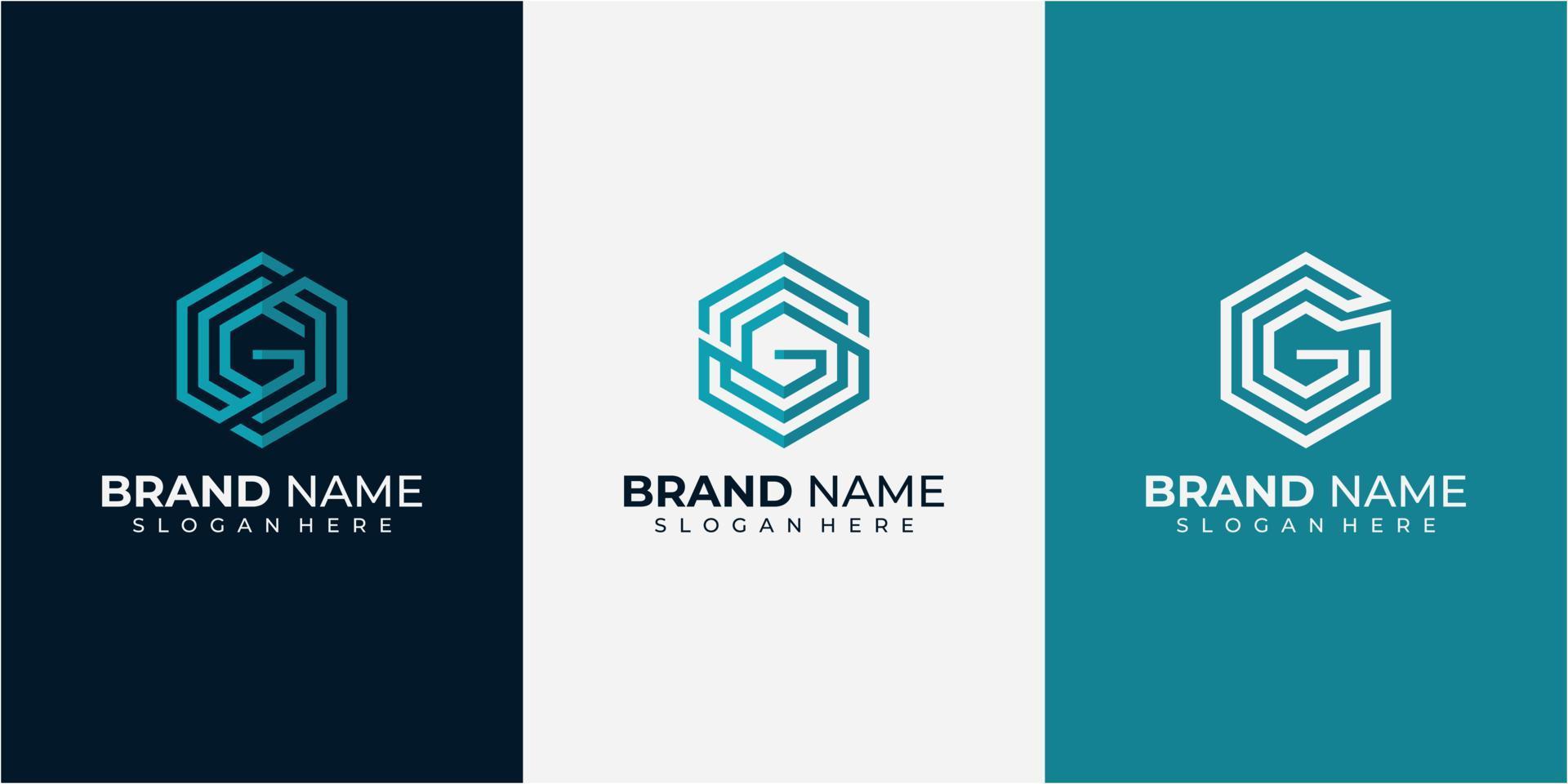 elegant hexagon letter G logo design vector, creative G logo design vector