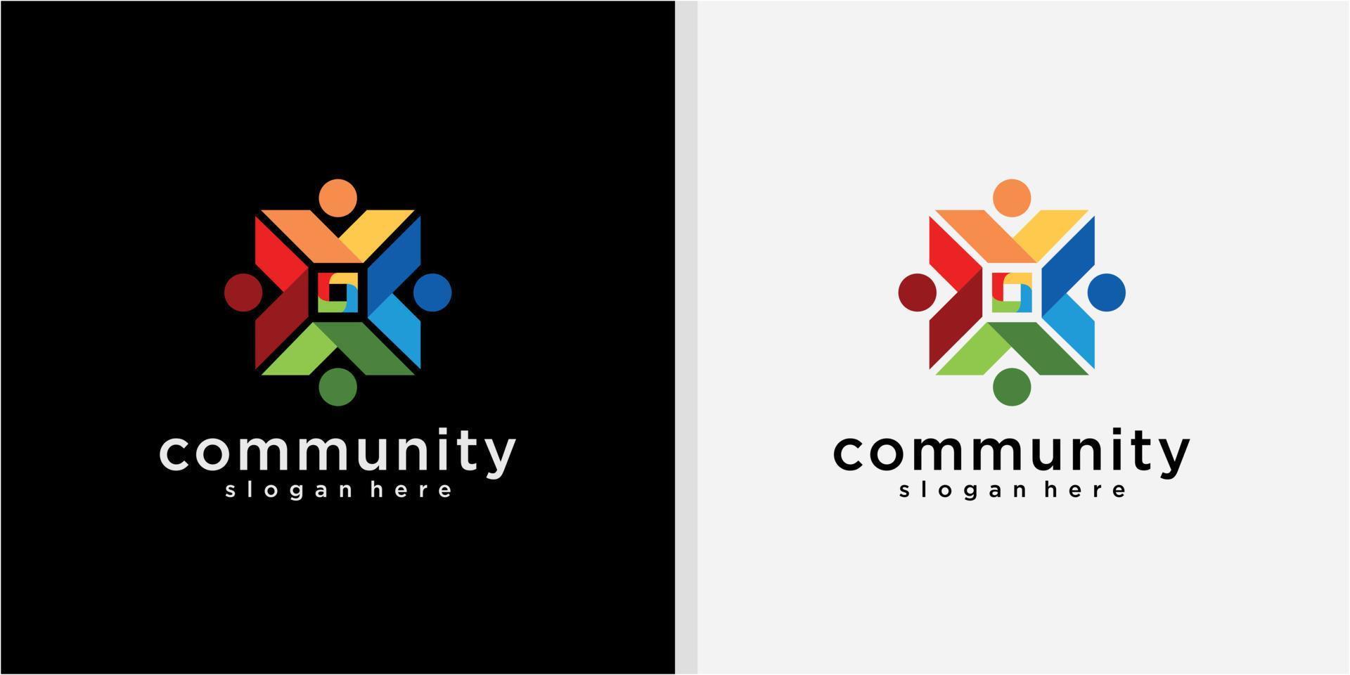 Abstract graphic logo people community, colorful social group logo design vector