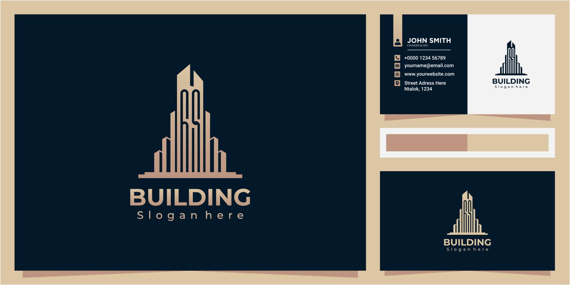 Letter GS With Building For Construction Company Logo, GS line building logo vector