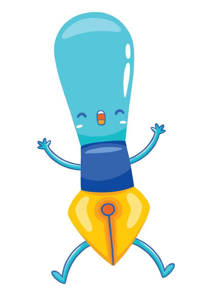 PEN mascot in flat cartoon style vector