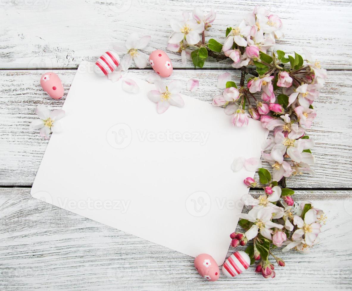 Easter eggs and greeting card photo