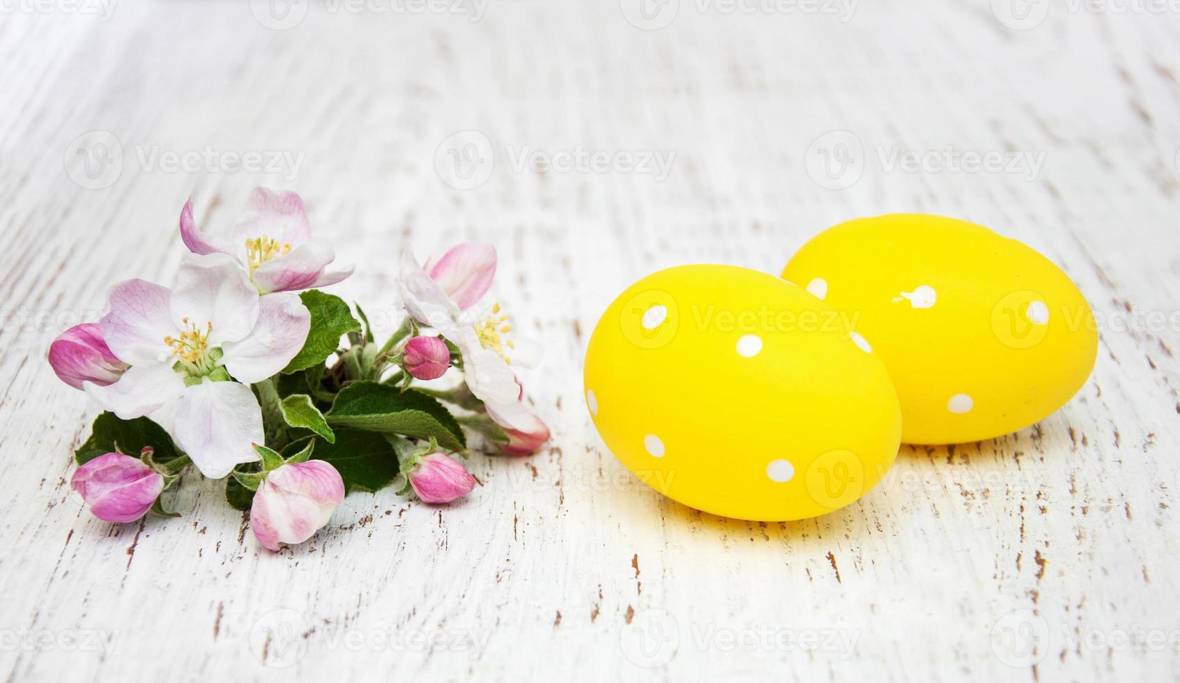 Easter eggs with blossom photo