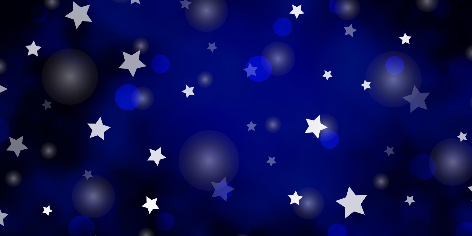 Fondo de vector azul oscuro con círculos, estrellas.