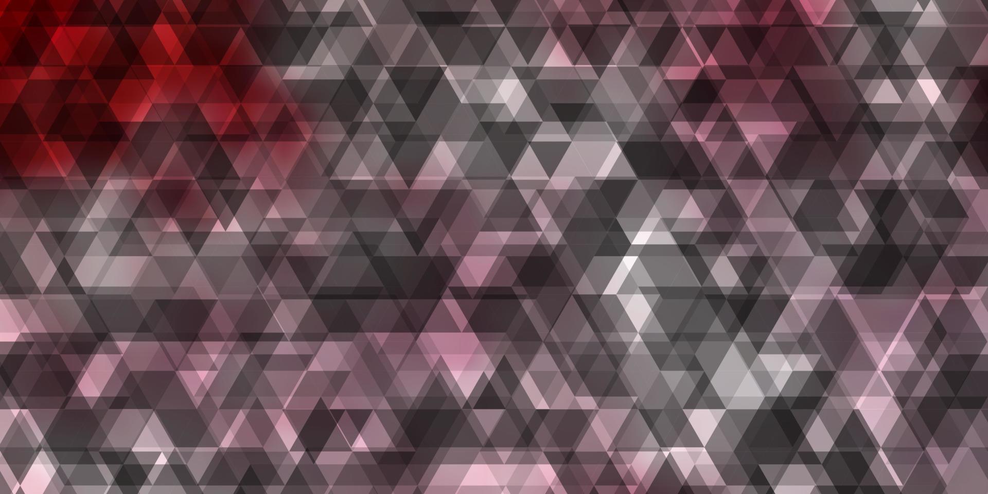 Telón de fondo de vector rojo claro con líneas, triángulos.