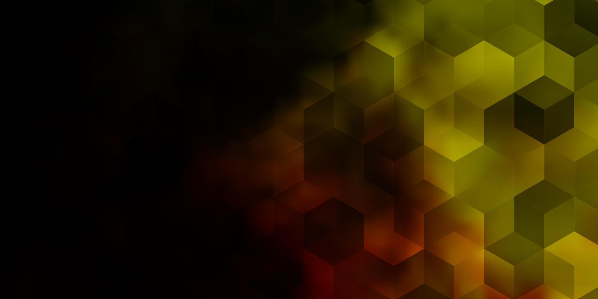 Dark Red, Yellow vector backdrop with hexagons.
