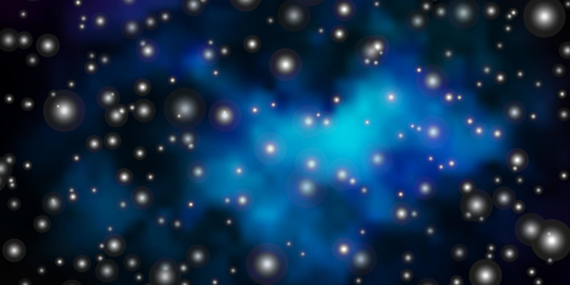 Fondo de vector azul oscuro con estrellas pequeñas y grandes.