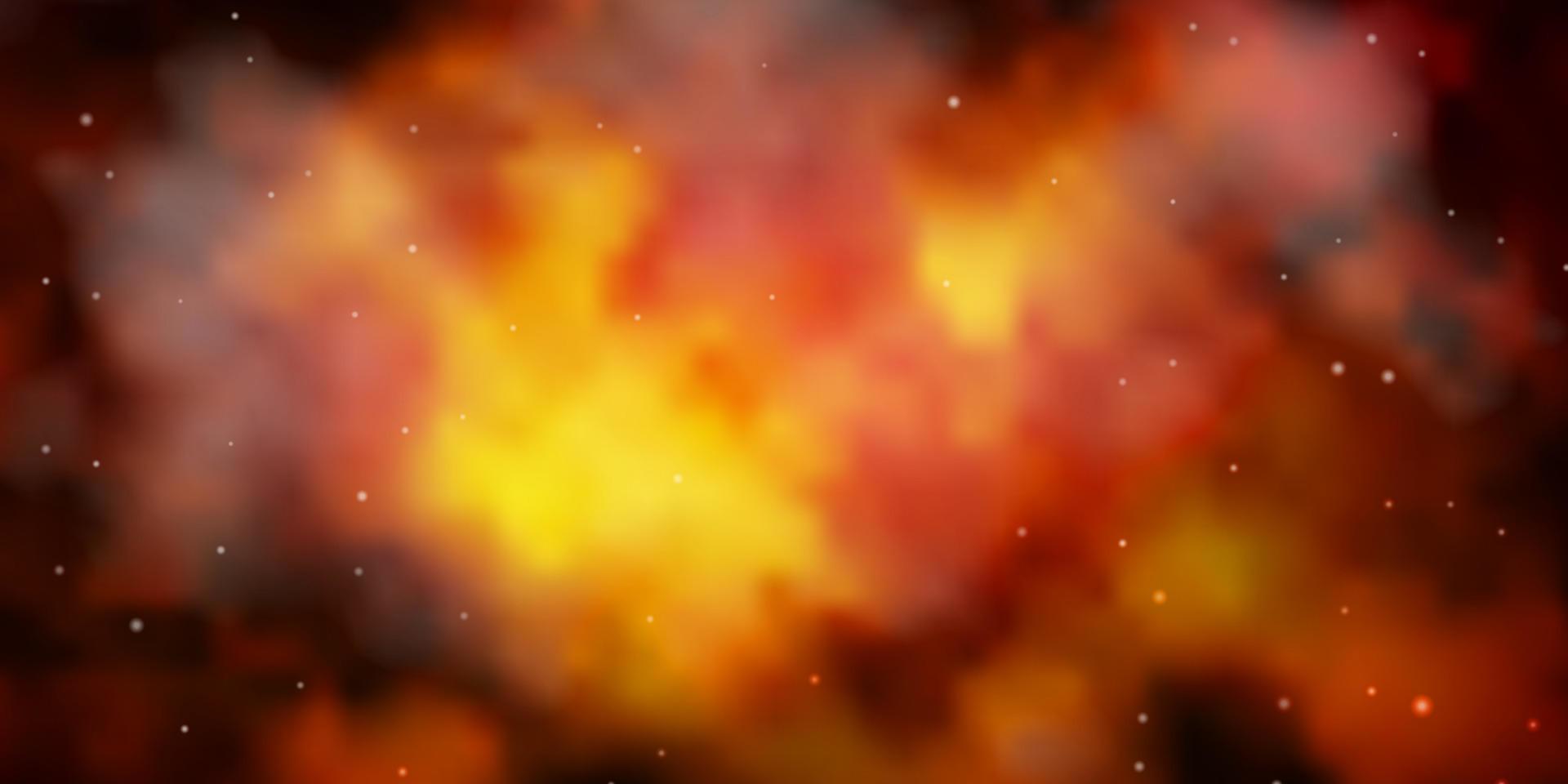 Dark Yellow vector background with small and big stars.