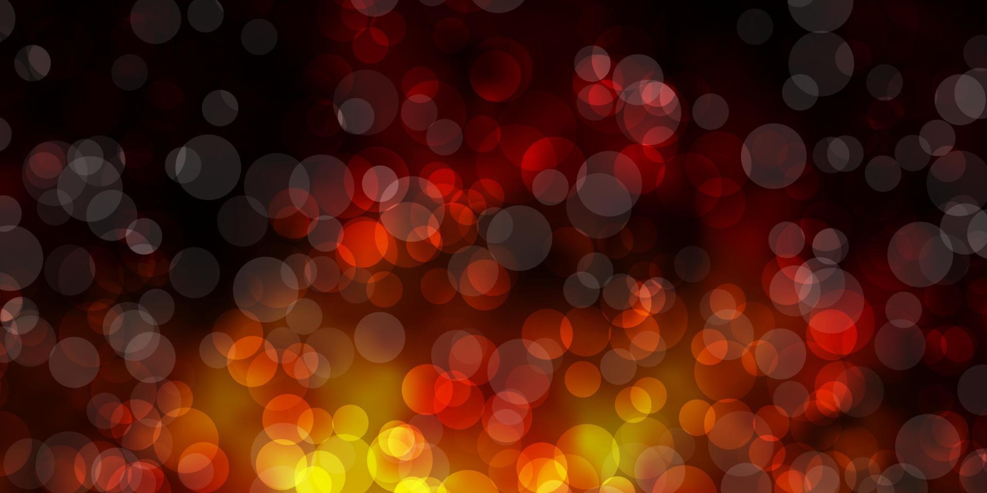 Dark Yellow vector background with bubbles.