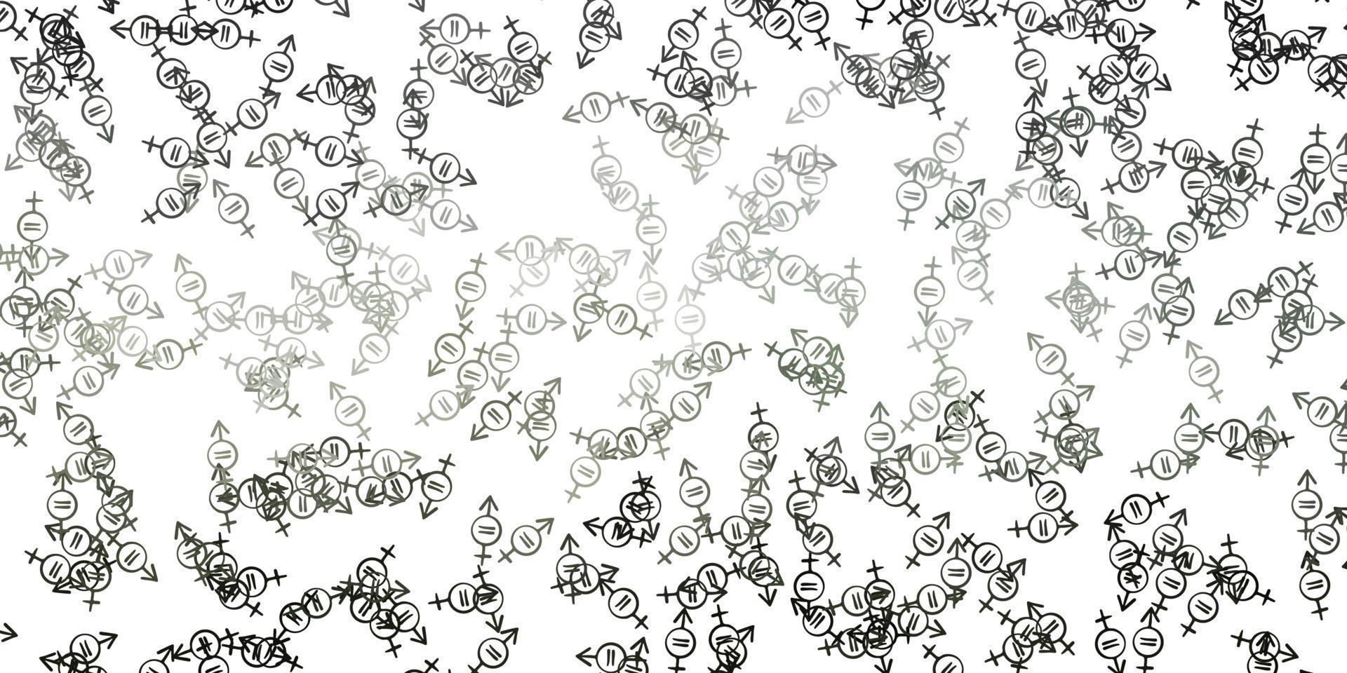 Light Gray vector texture with women's rights symbols.