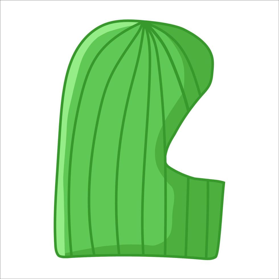 Neon green knitted balaclava hat, warm head accessory vector