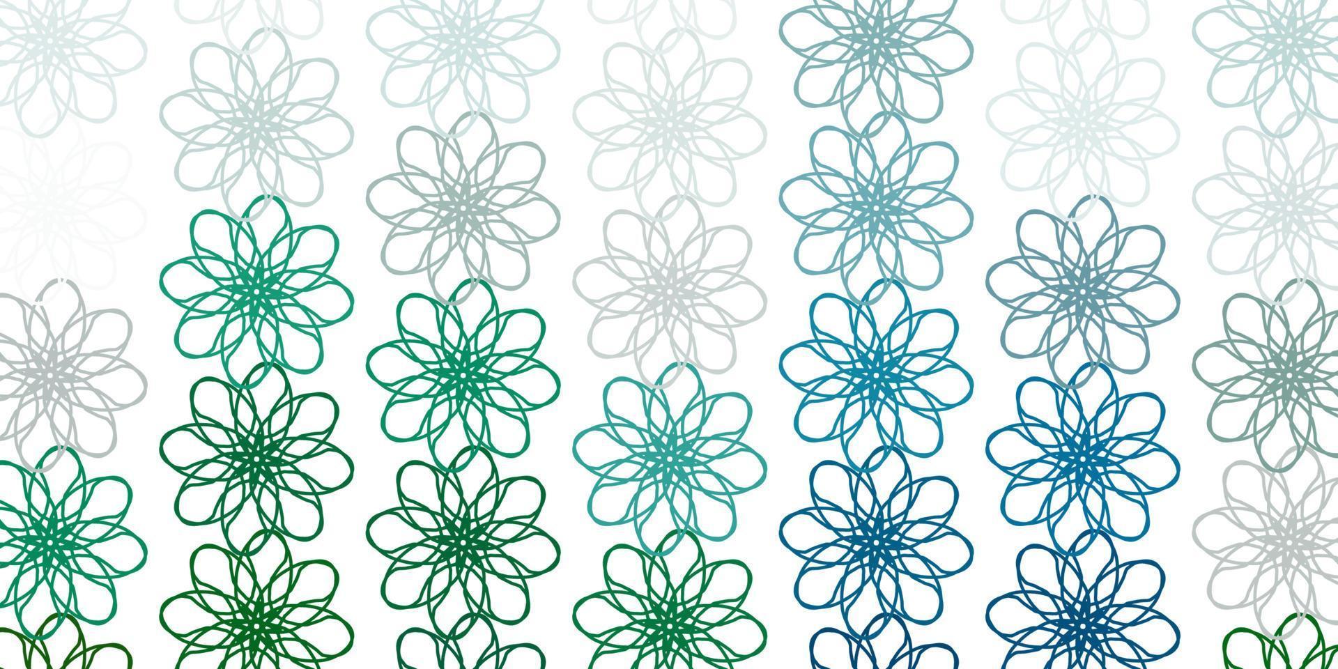 textura de doodle de vector verde claro con flores.